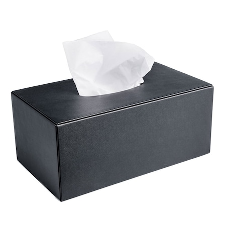 Dacasso Black Leatherette Rectangular Tissue Box Cover AG-1377